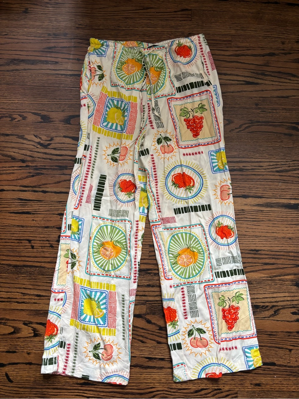 Multi-Color Italian Fruit Print Summer Pants